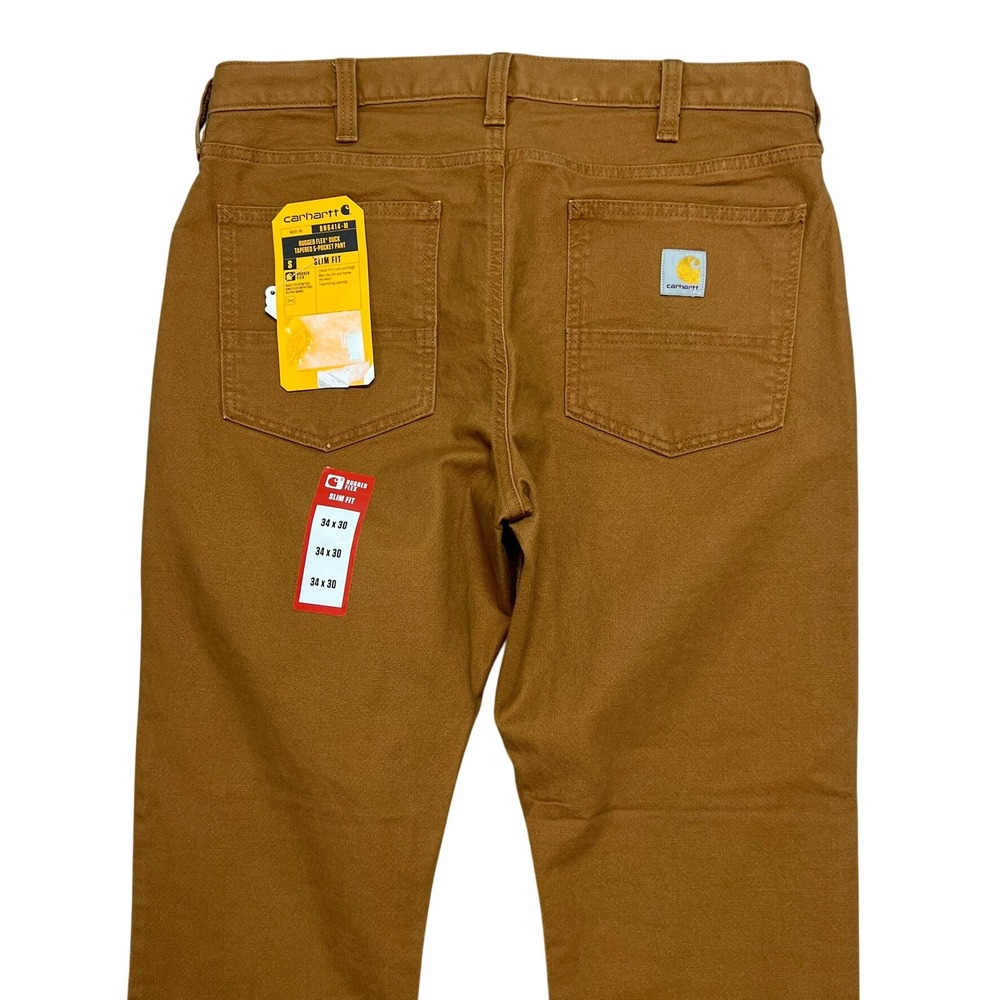 Carhartt Rugged Flex Duck Tapered 5-Pocket Pants Slim Fit 34x30 Brown BN6414-M